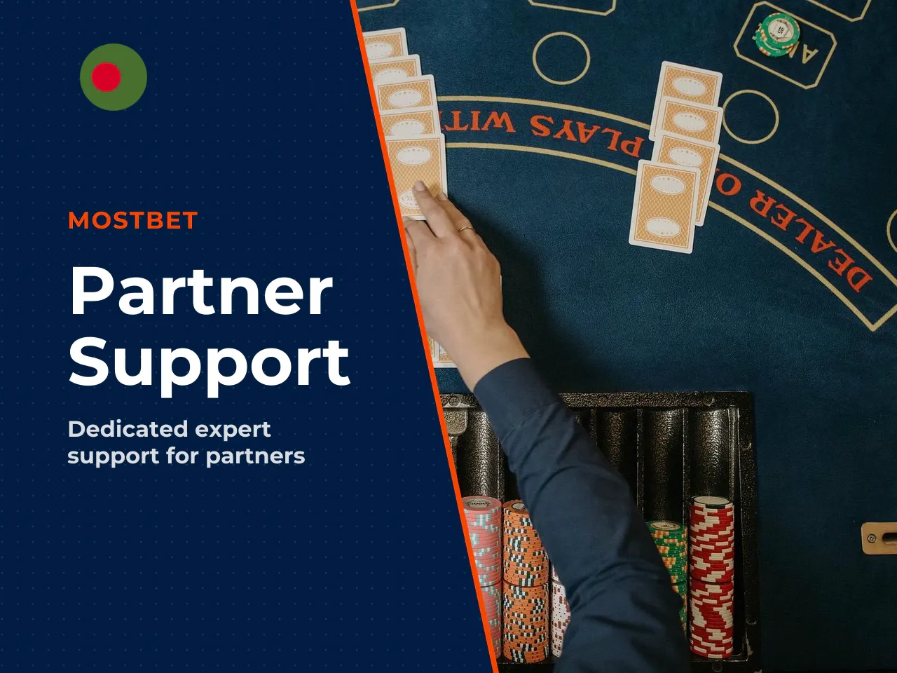 Support, Personal Manager, and Promo Tools. Every approved partner is assigned a dedicated manager who assists with campaign setup, promo-material selection, commission-model negotiation, and payout p