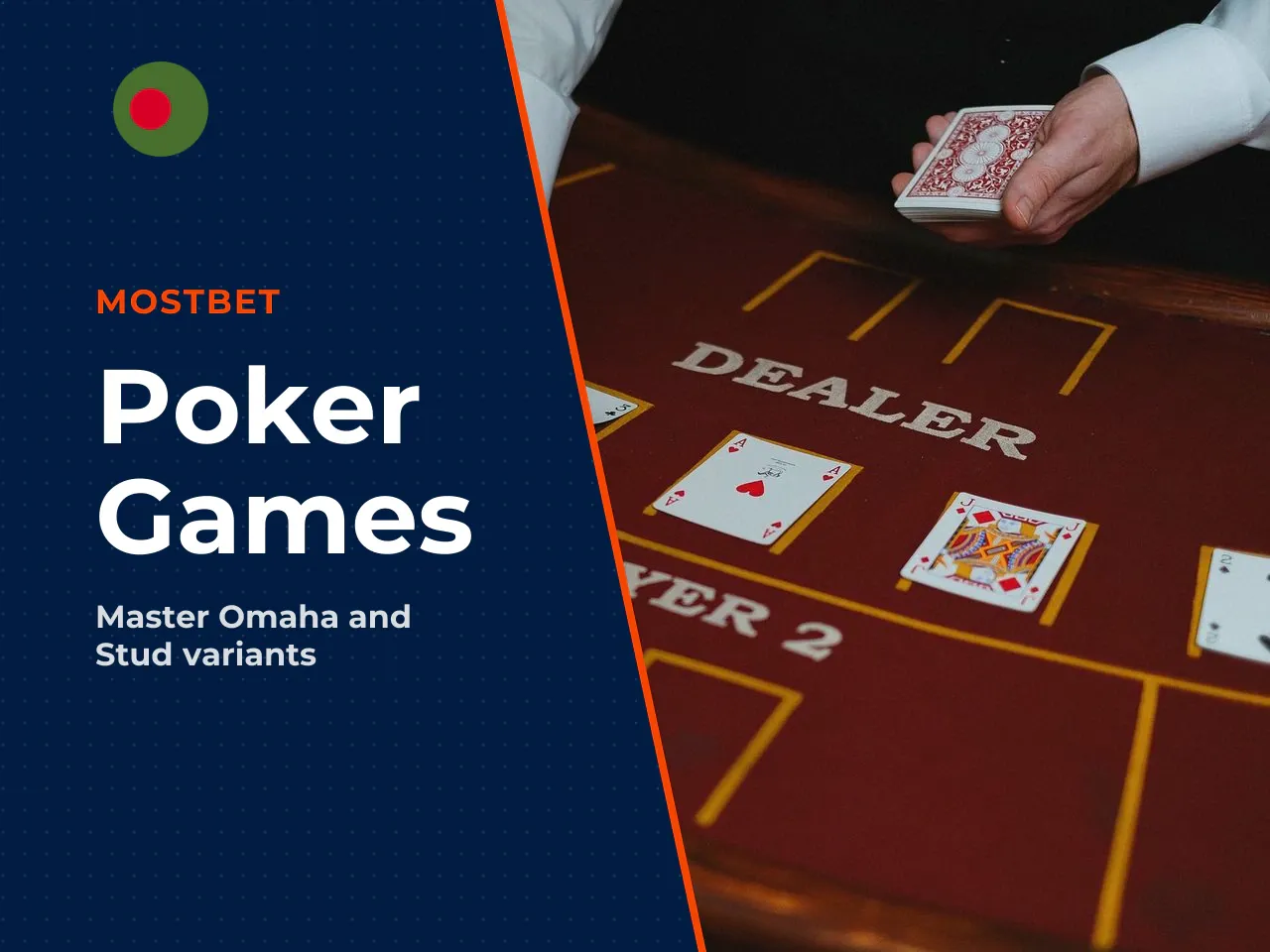 Omaha, Stud, and other different poker games. Omaha and Seven-Card Stud offer a different pace of play and more complex hand-building rules. In standard Omaha a player receives four hole cards and **m